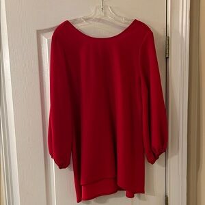 Stylish Red Blouse with Bow Detail